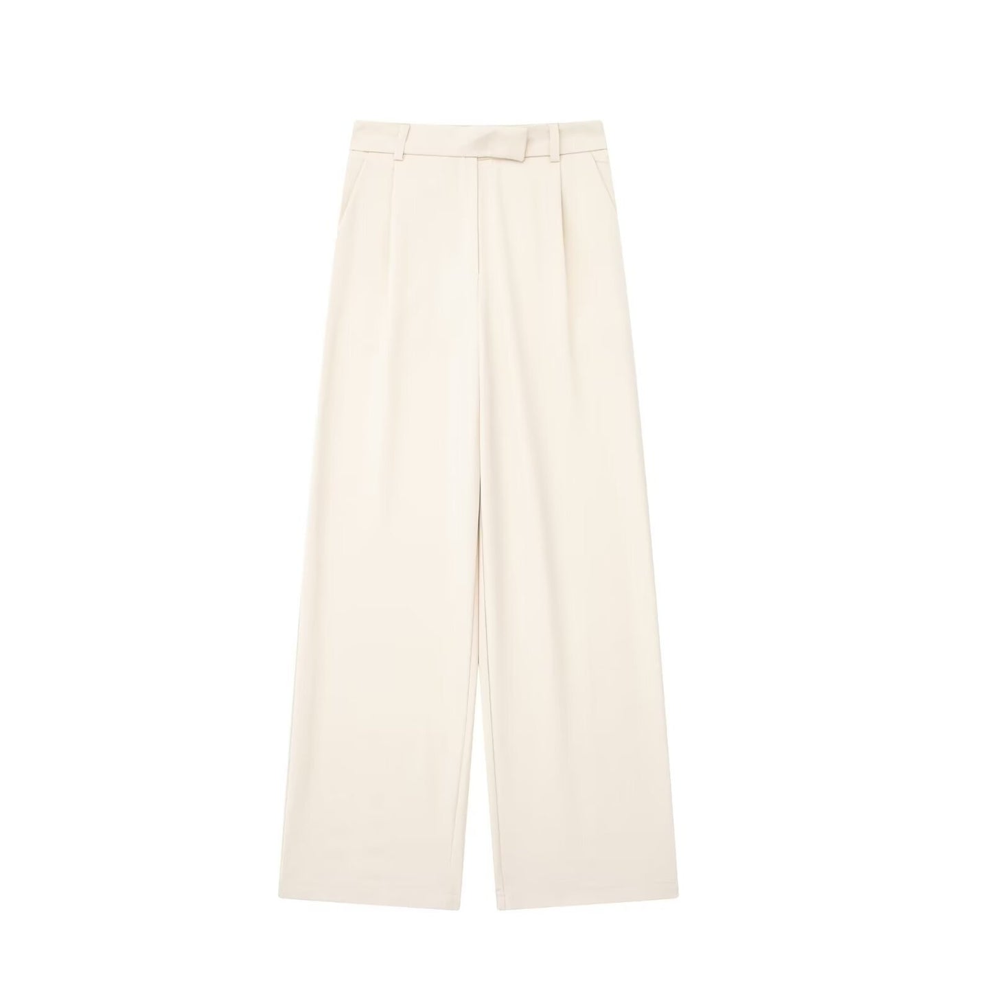 Casual Loose Pleated High Waist Straight-leg Pants