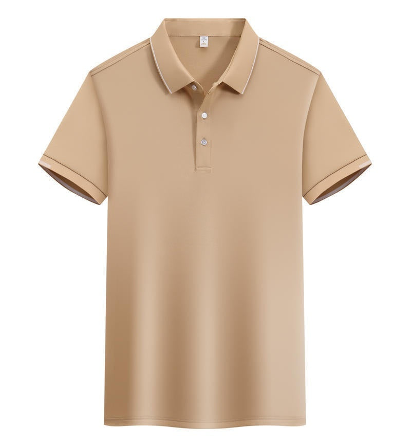 ICE Cotton Single Side Color Secondary Collar Lapel Short Sleeve Polo Shirt