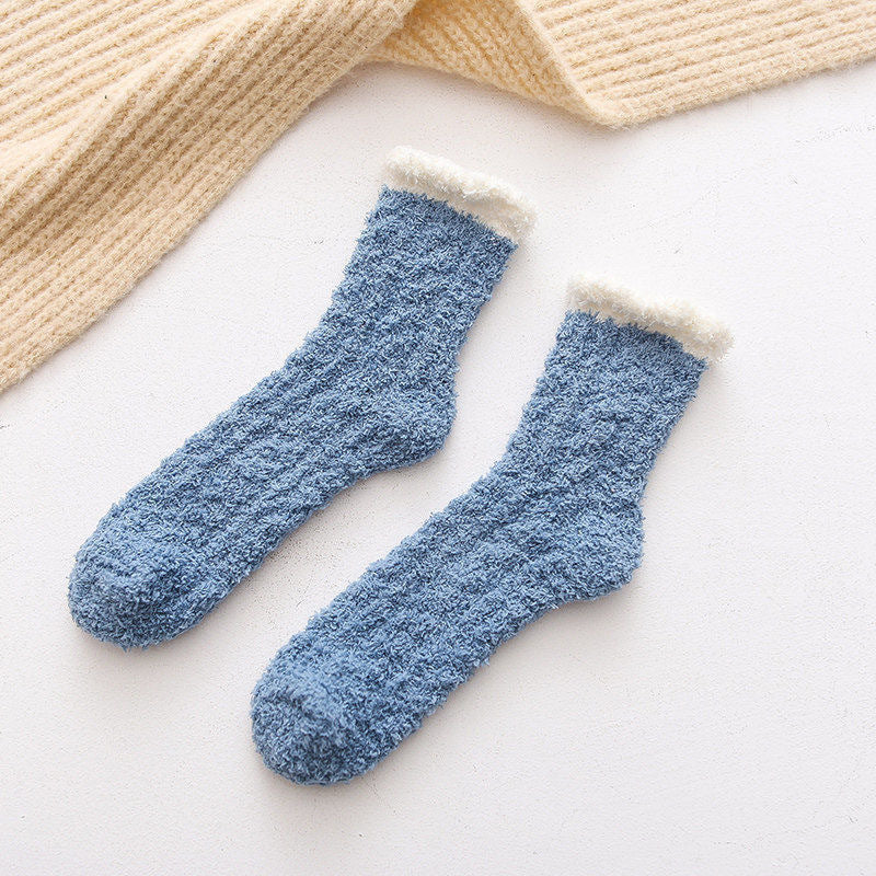 Autumn And Winter Plus Velvet Thick Towel Floor Socks