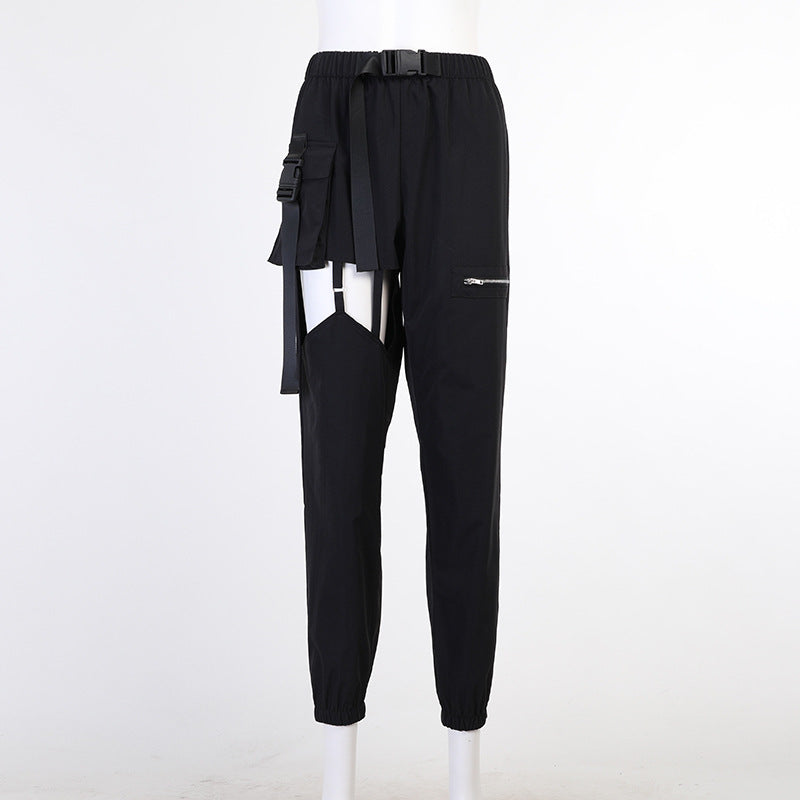 Women's European And America's Cutout Ripped Overalls
