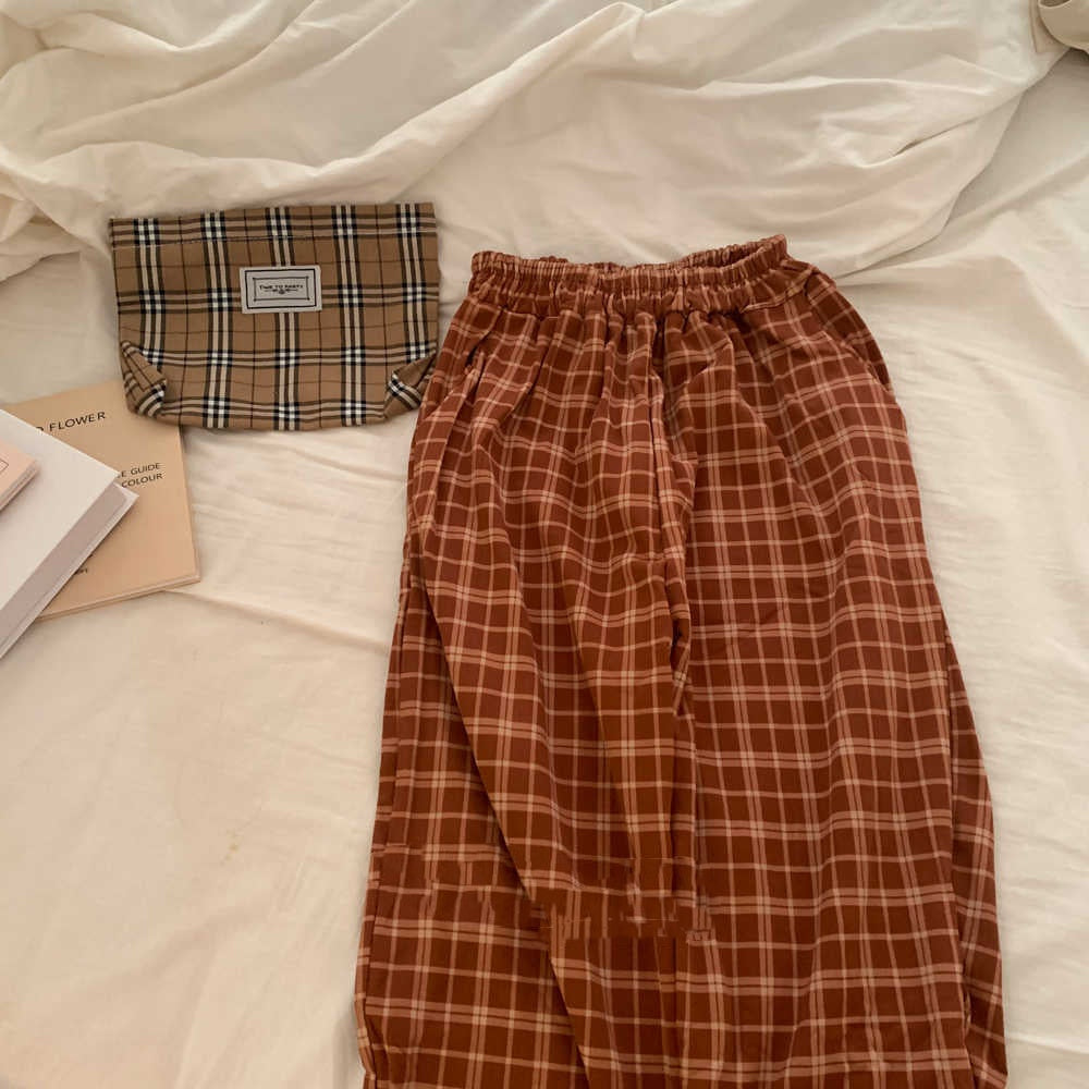 Lazy Feeling Filled With Casual Dirty Orange Checkered Pants