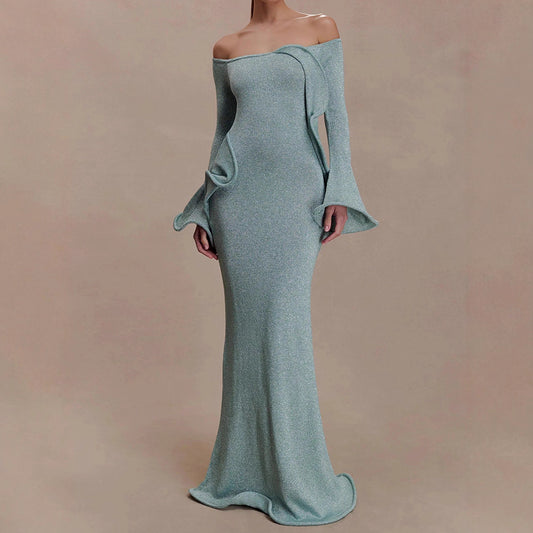 Chic Sexy Off-the-shoulder Tube Dress With Flared Sleeves For Women