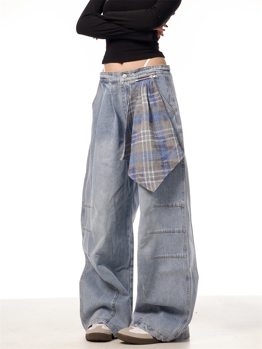Retro Machete Lynlås Aftagelig Firkantet Tørklæde Profil Jeans