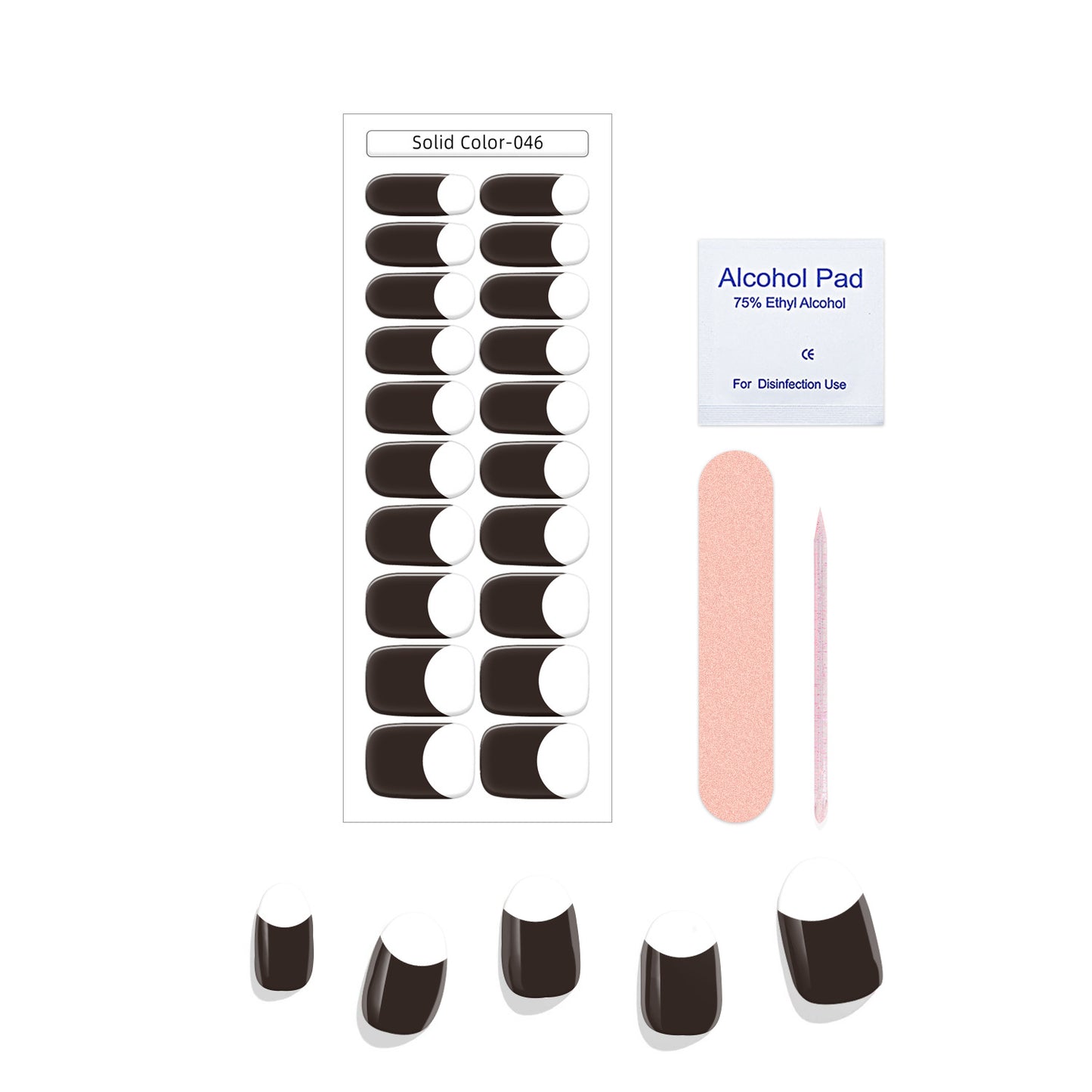 New French Solid Color Gel Waterproof Semi-baked Nail Stickers
