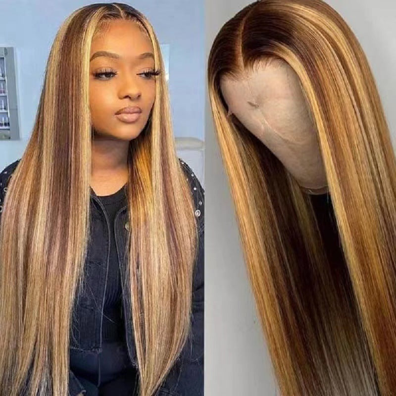 Front Lace Wig African Black Gradient Color Big Wave Wig Sheath