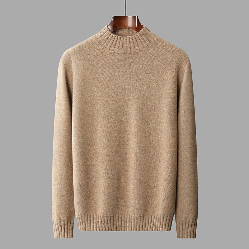 Herre Business-Casual Ensfarvet All-Match Sweater Med Halvhøj Hals