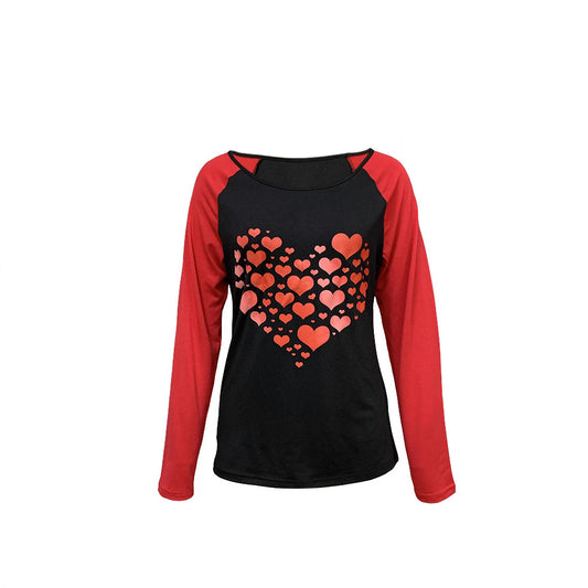 Women's Fashion Love Print Round Neck Long Sleeve T-Shirt