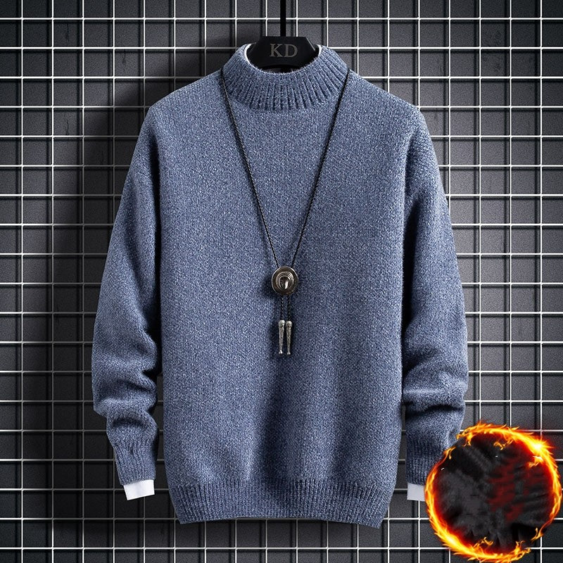 Vinter Plus Fleece Tyknet Studerende Mellemhøj Krave Varm Underdel Sweater