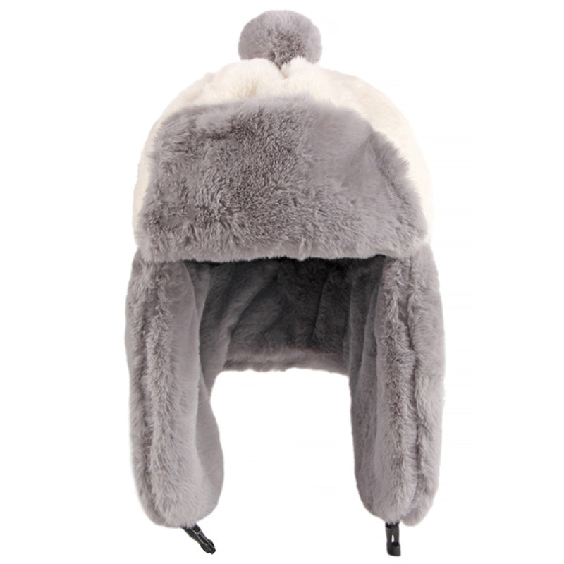 Women's Warm Spliced Rabbit Hair-like Windproof Hat