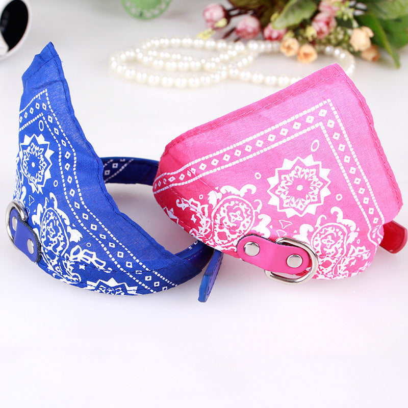 Pet Fashion Print Collar Triangle Saliva Towel