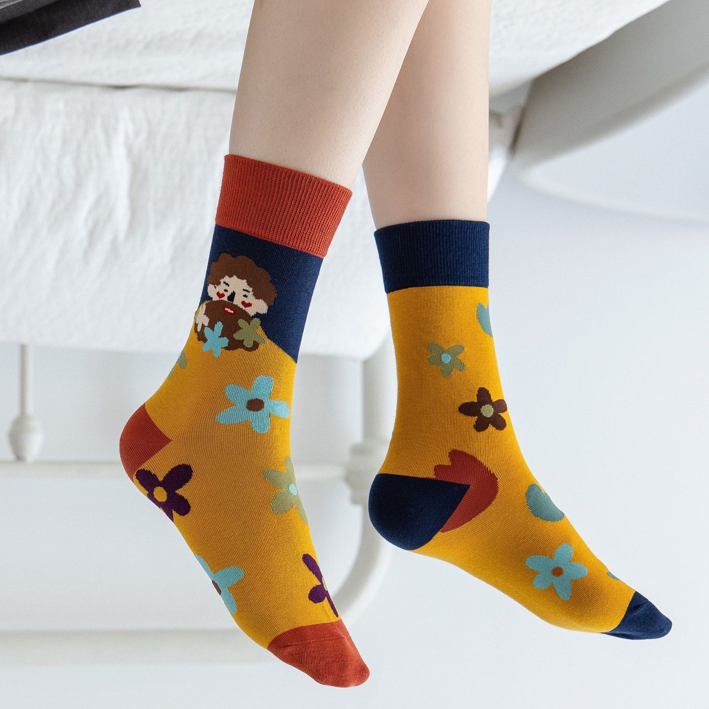High Stockings Creative Cartoon Small Flower Tide AB
