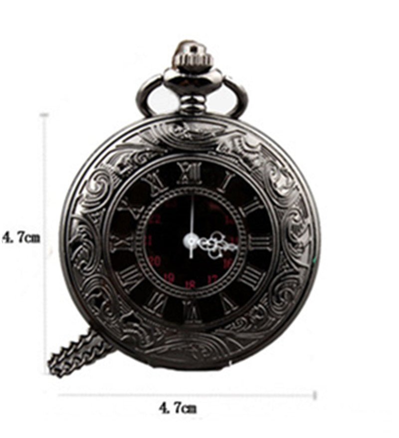 Men's And Women's Fashion Retro Hollow Clamshell Pocket Watch Necklace