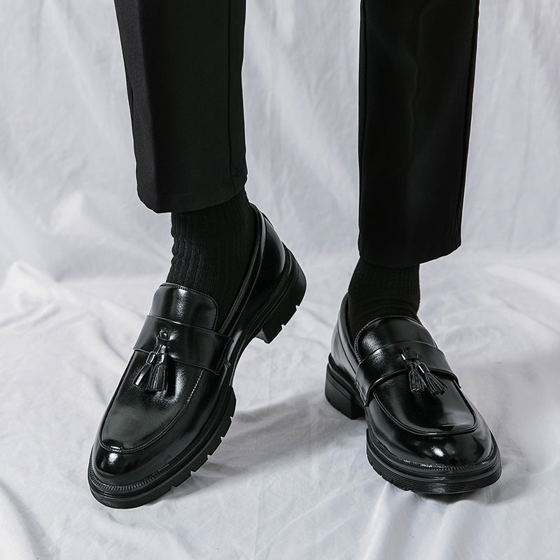 Brogue Business Casual Lædersko til Mænd Komfortable Åndbare Tassel Slip-on Loafers til Mænd