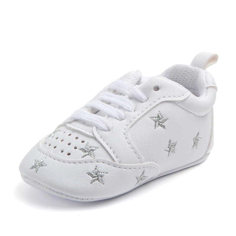 Sports Red Heart Five-star Baby's Shoes Toddler Shoes Soft Bottom Children's Sports Shoes White