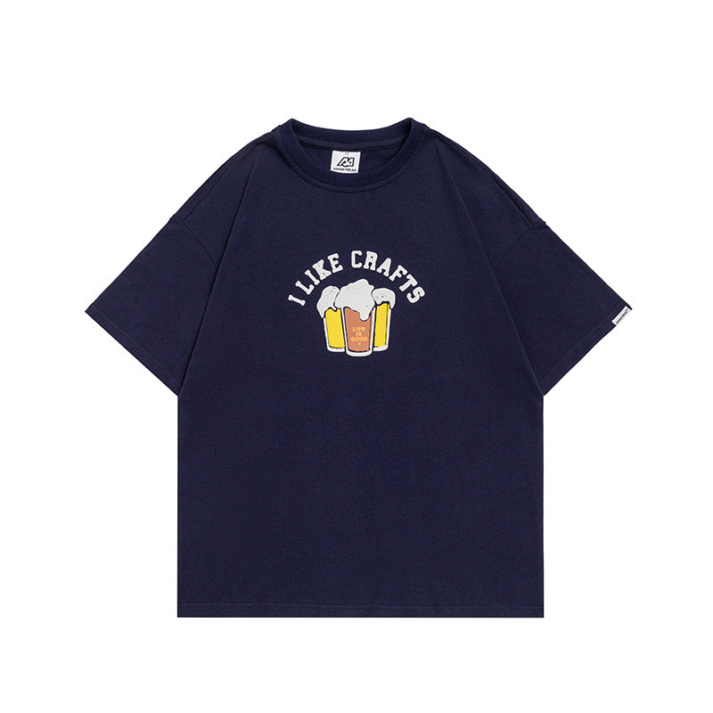 Women's Foam Cartoon Printed Short Sleeve Round Neck