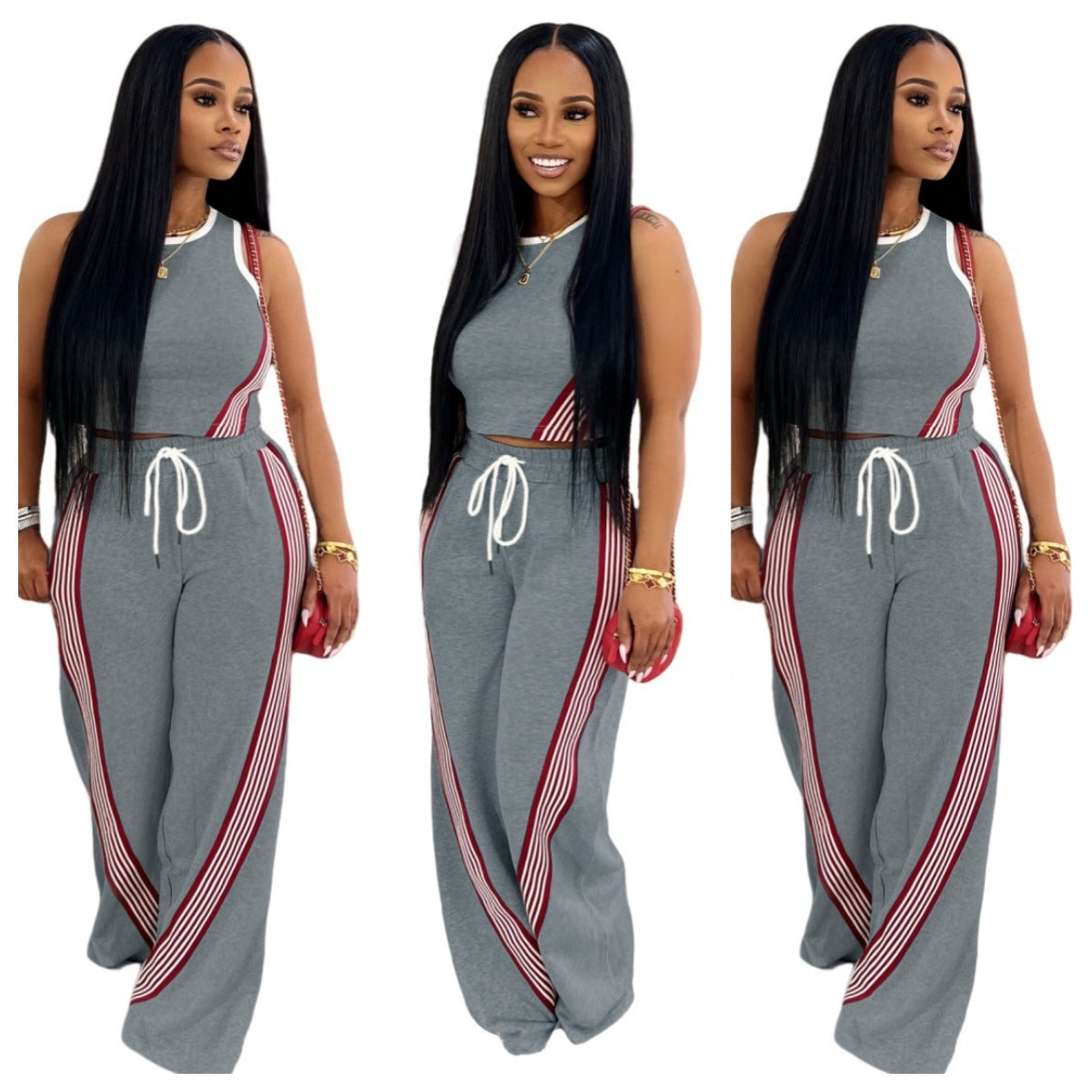 Street-style Casual Wide-leg Pants Two-piece Set
