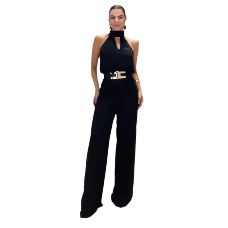 Cutout Crew-neck Sleeveless Top And Wide-leg Pants Chic Set