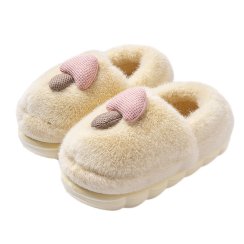 New Ankle Wrap Cotton Slippers Women's Winter Fleece-lined