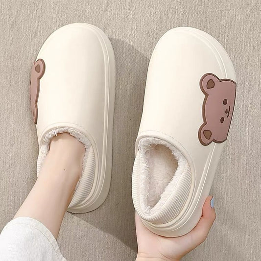 Household Cartoon Couple Bag With Fleece Warm Cotton Slippers