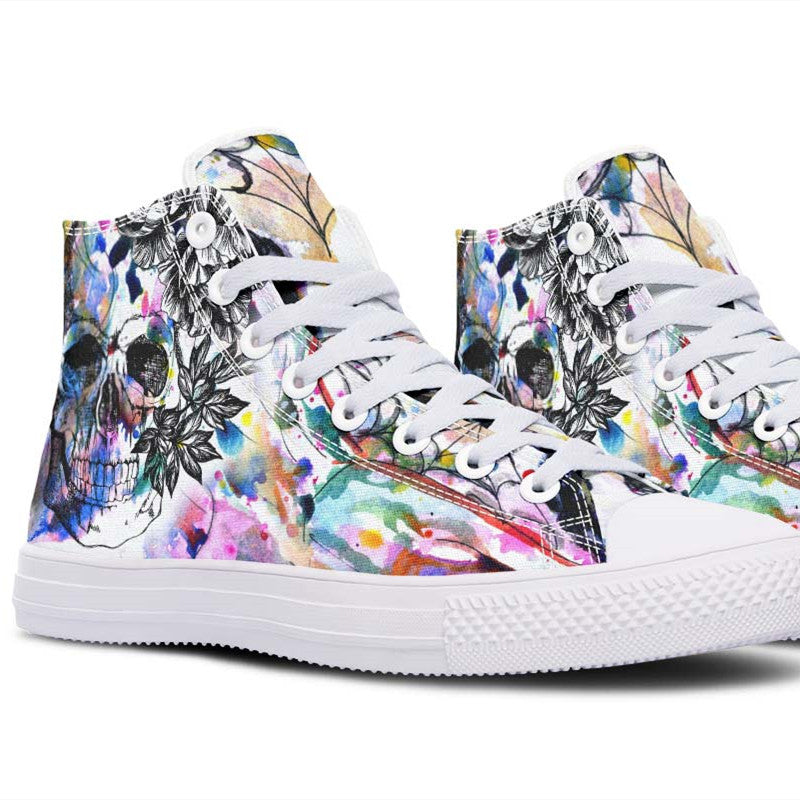 Men's And Women's Fashion Color Printing High-top Canvas Shoes