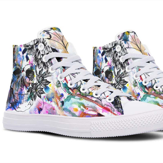 Men's And Women's Fashion Color Printing High-top Canvas Shoes