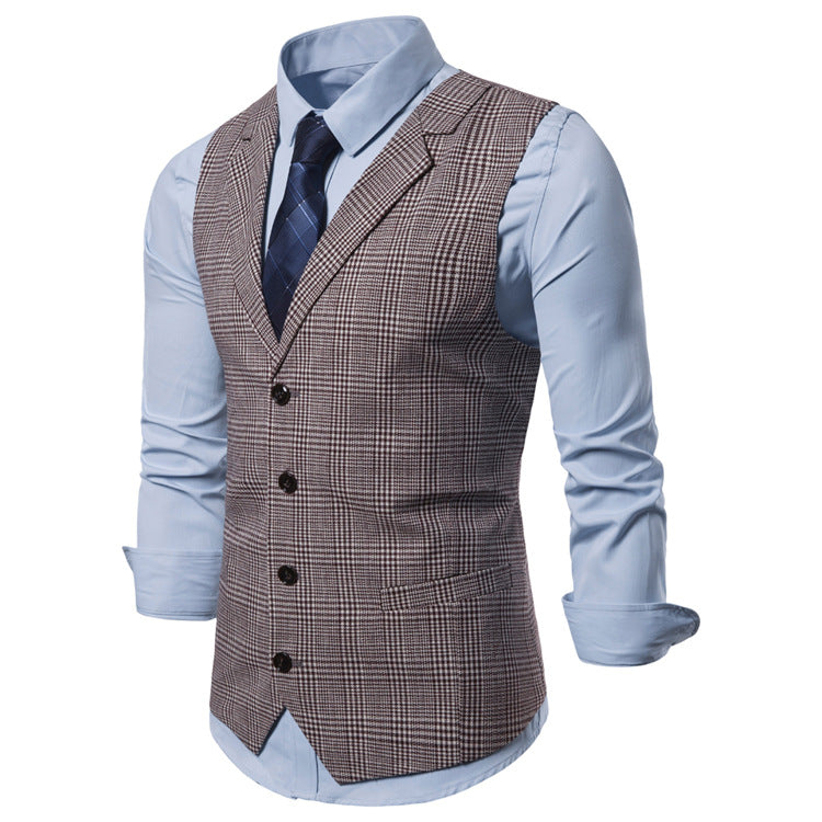 Men's Casual Fashion Tailored Collar Striped British Style Cardigan Single Breasted Suit Waistcoat