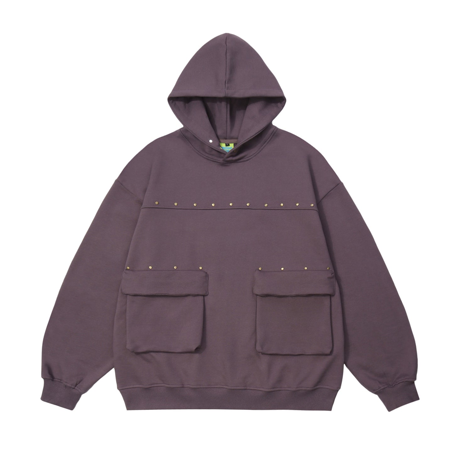 Multi-pocket Rivet Design Men's Hooded Terry Sweater
