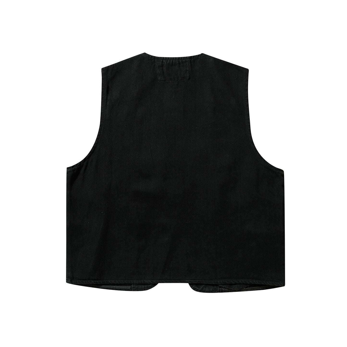 Retro Distressed Tooling Denim Vest Coat