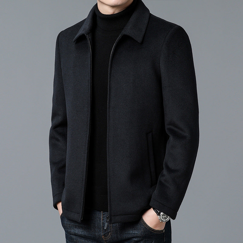 Men's Casual Polo Collar Woolen Jacket Woolen Coat Men's Clothing