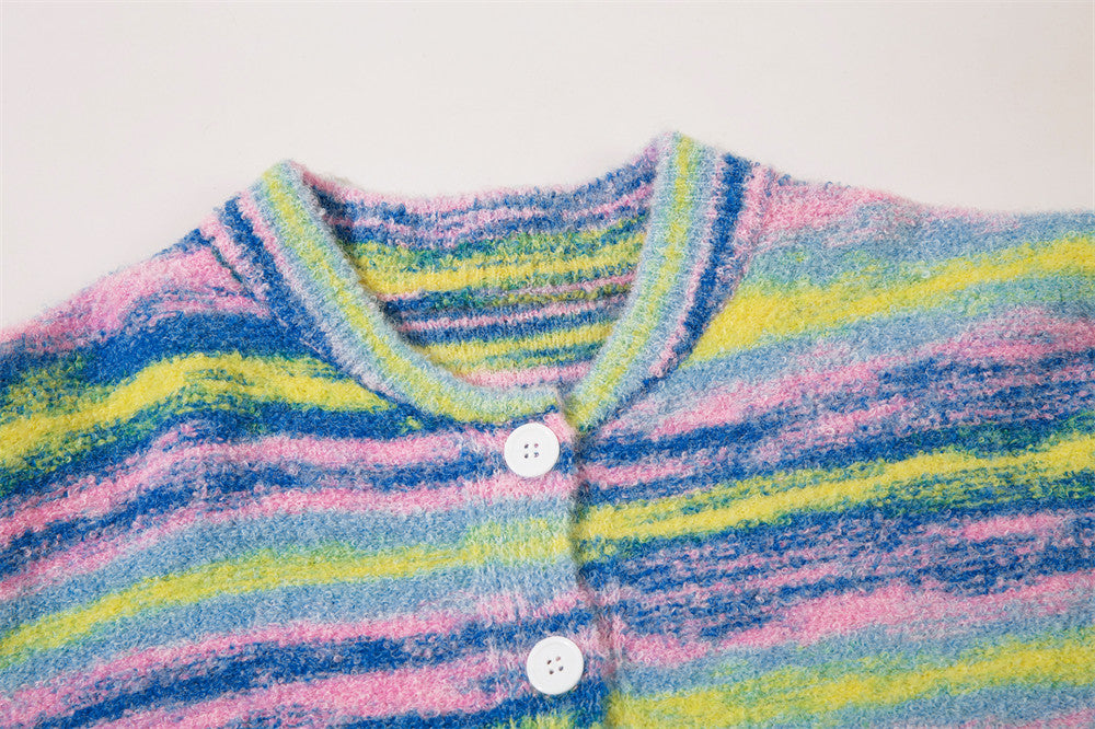 Autumn And Winter Men's Striped Cardigan Sweater