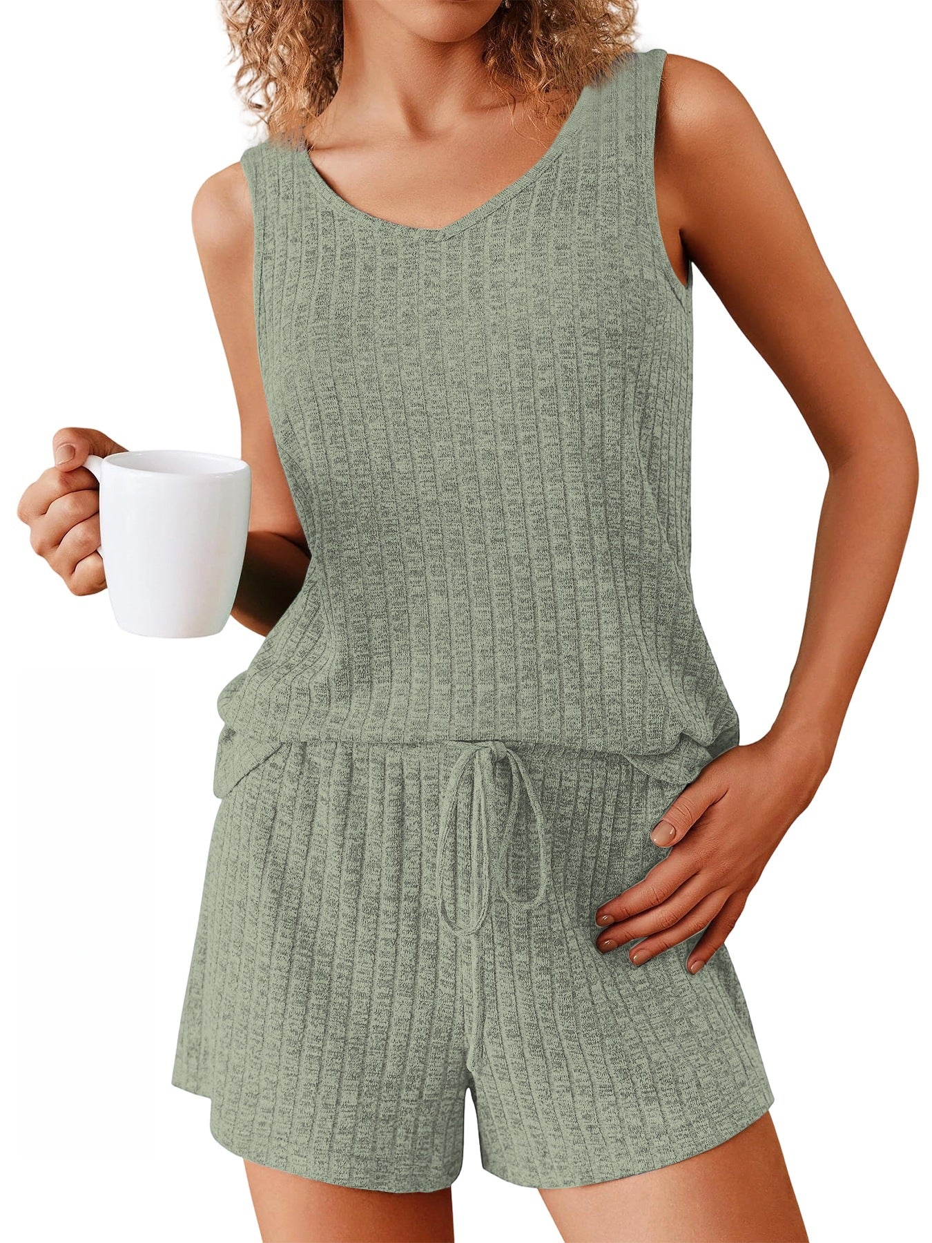 Summer New Solid Color Tank Top And Shorts Casual Fashion