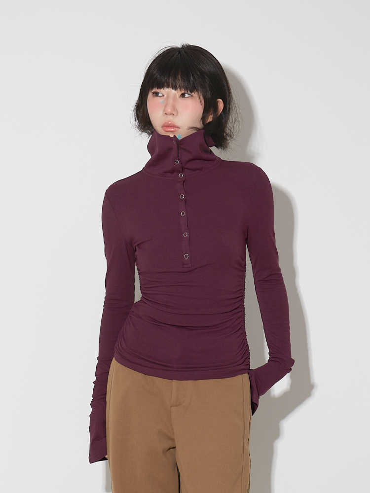 Navy Collar Long Sleeve T-shirt Female Slim-fit Underwear Top