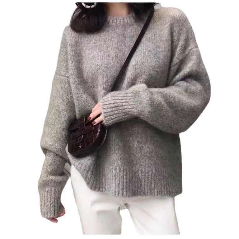 Women's Round Neck Straight Plus Size Thick Pullover Loose Sweater
