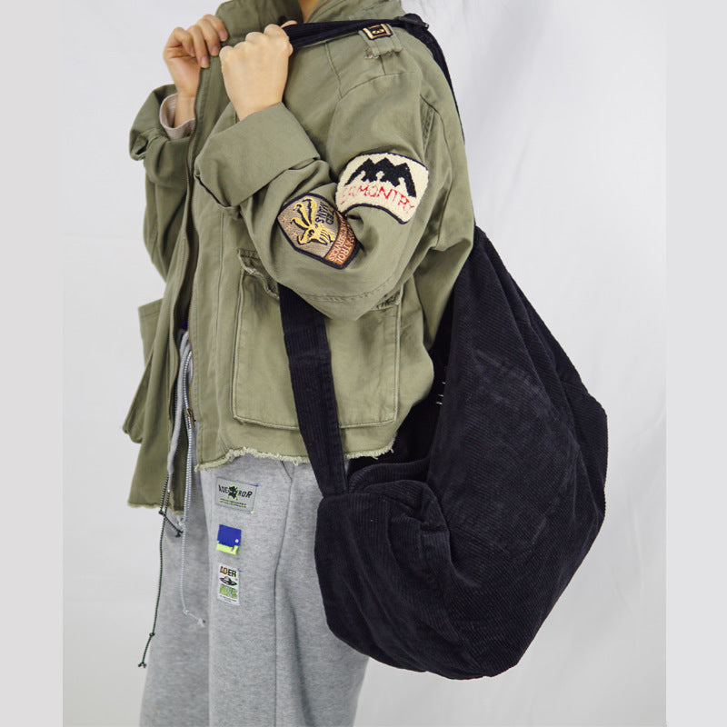 Literary Leisure Simple Corduroy Shoulder Messenger Bag