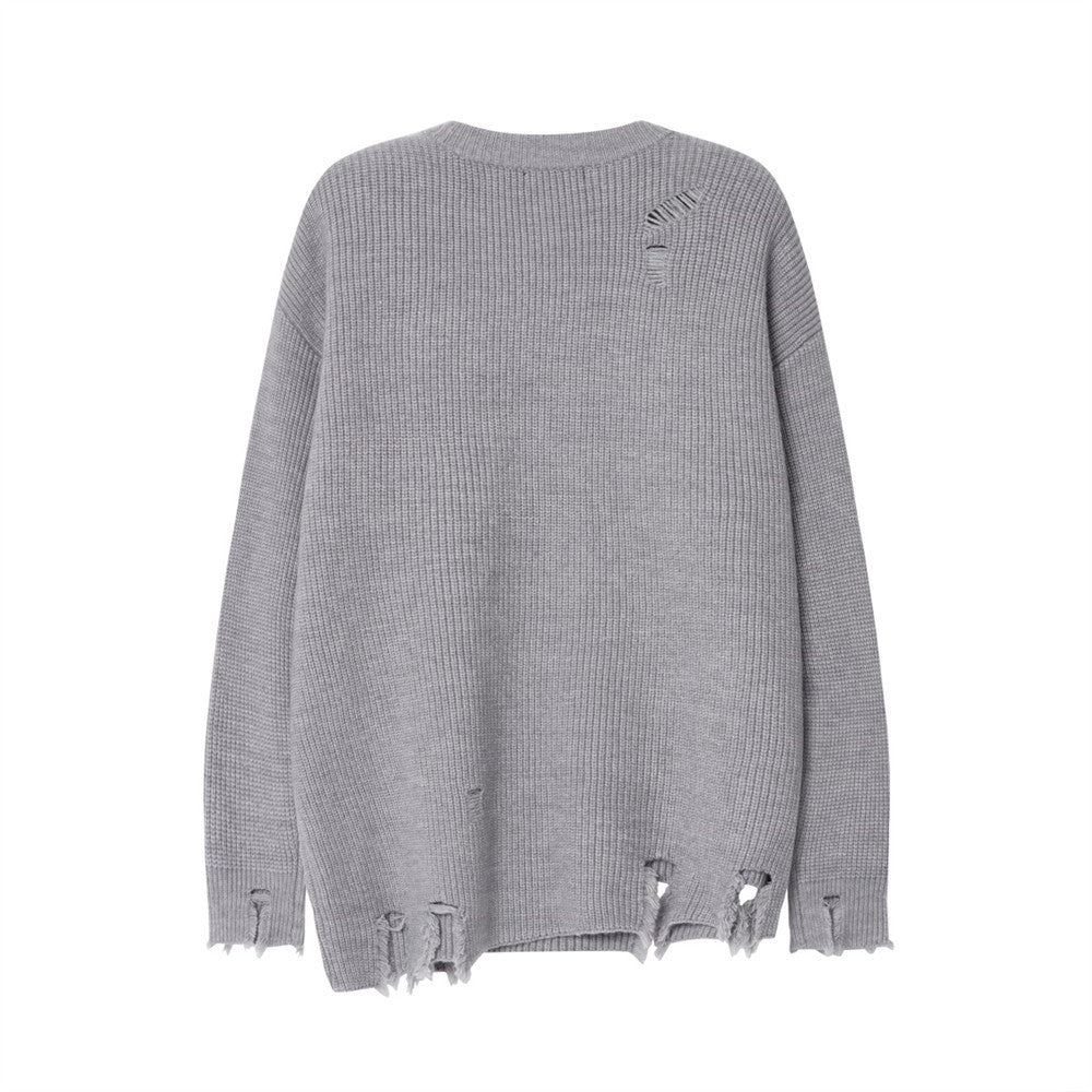 Design Sense Zipped Round Neck Solid Color Casual Sweater