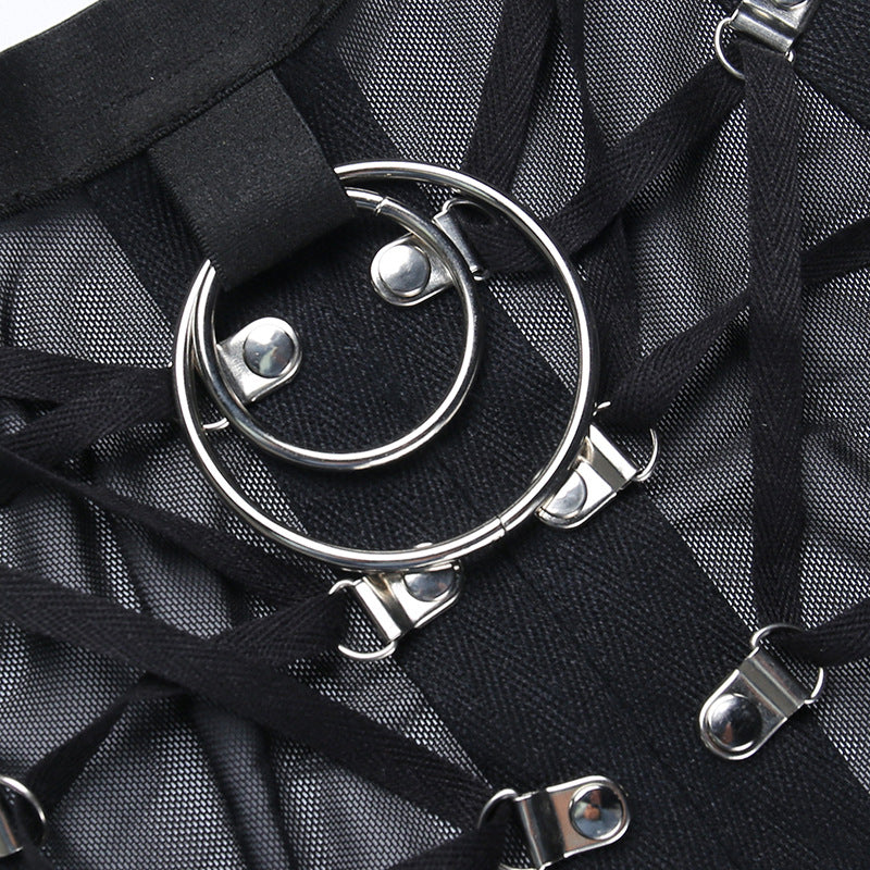 Strap Gauze Perspective Navel Revealing Vest Girl