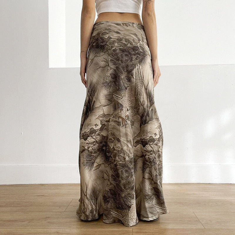 Ins Vintage Printed Hot Girl Low Waist Skirt