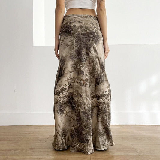 Ins Vintage Printed Hot Girl Low Waist Skirt