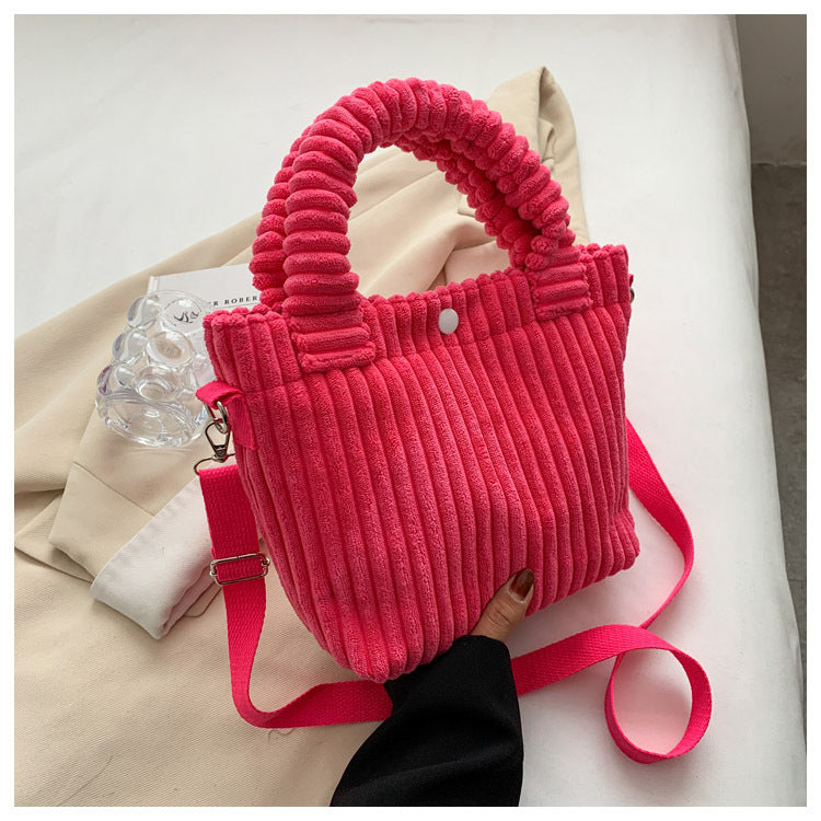 Niche Corduroy Bucket Bag Plush Crossbody