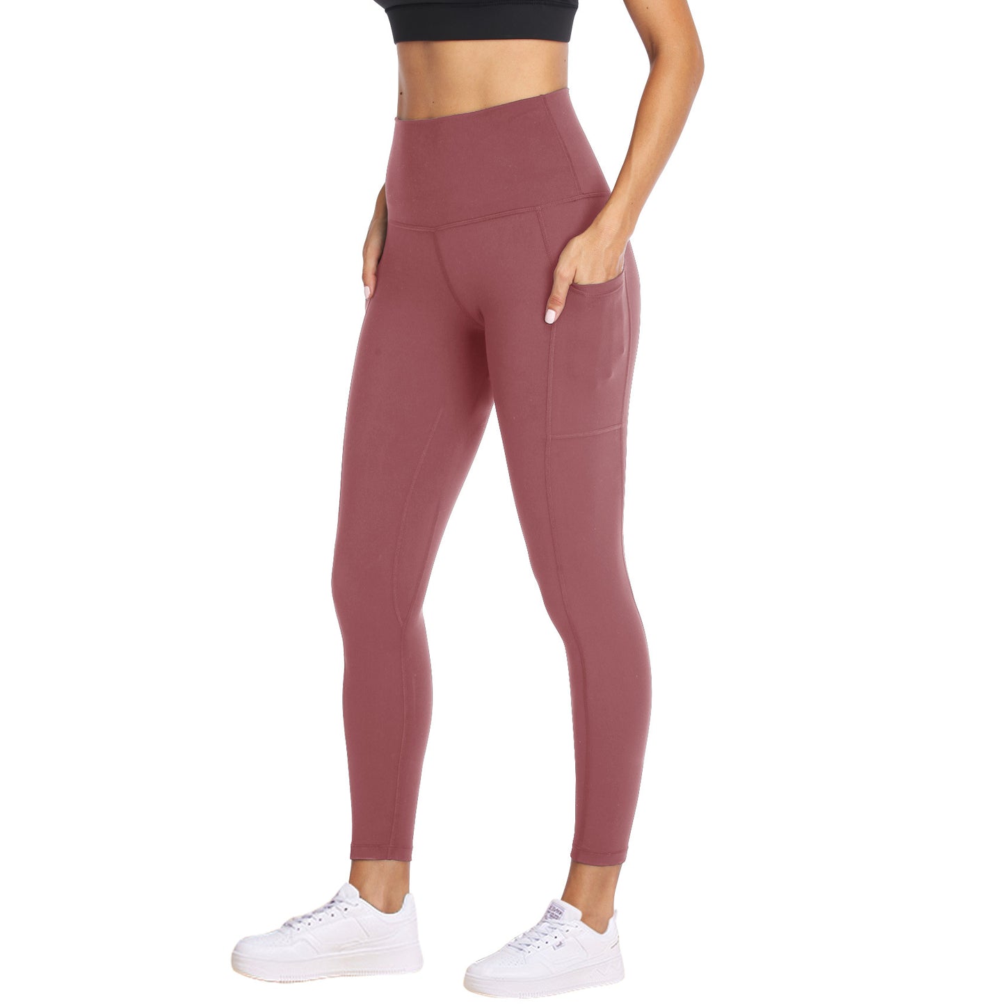 Yogabukser med høj talje, mavekomprimerende, bløde sportsbukser med mavekontrol