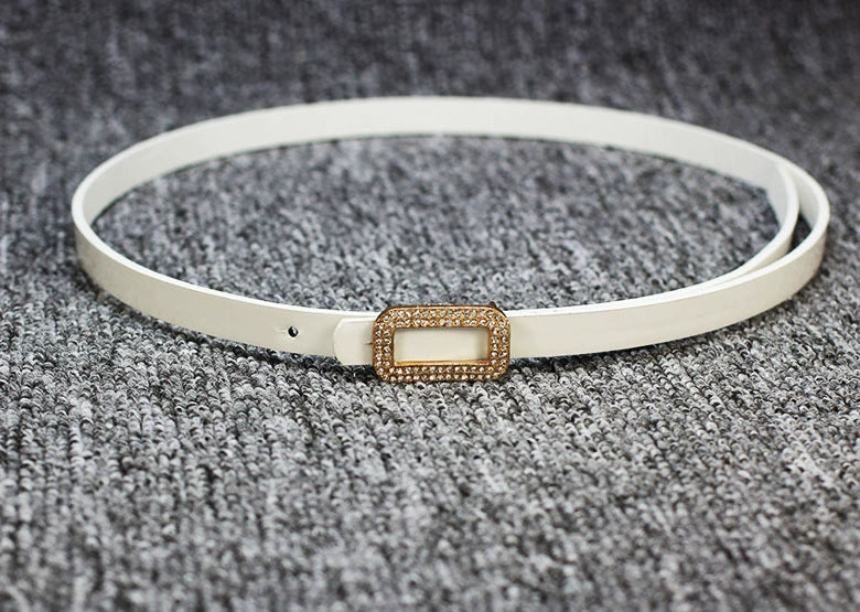 Fashionable All-match Bow Buckle Patent Leather Thin Belt