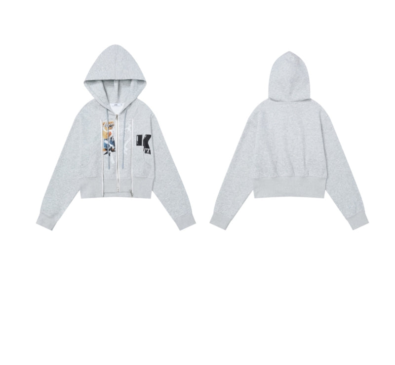 Fake Two Pieces Women's Hooded Sweater Letter Coat