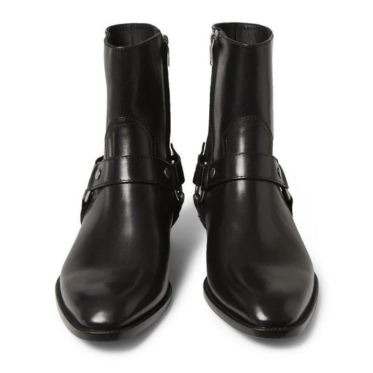 Pointed-toe Leather Martin Boots For Men