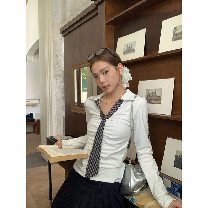 Korean Slim-fit Slimming Long Sleeve T-shirt Women