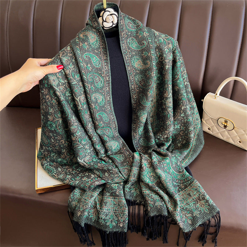 Light-luxury Jacquard Cashew Tassel Fashion Shawl