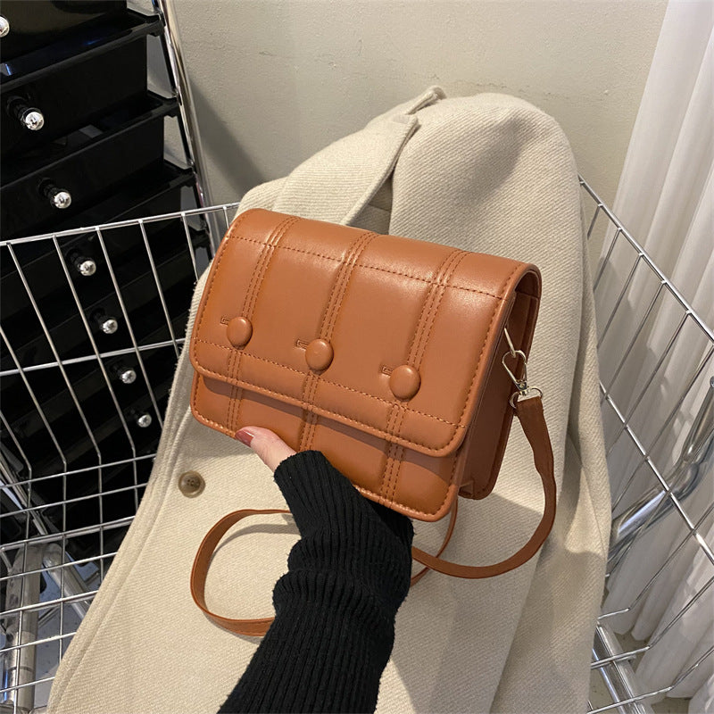 Simple Shoulder Crossbody Solid Color Casual Line Pressing Small Square Bag