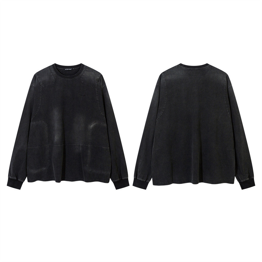 Spring And Autumn Deconstructing Split Stitching Casual Top