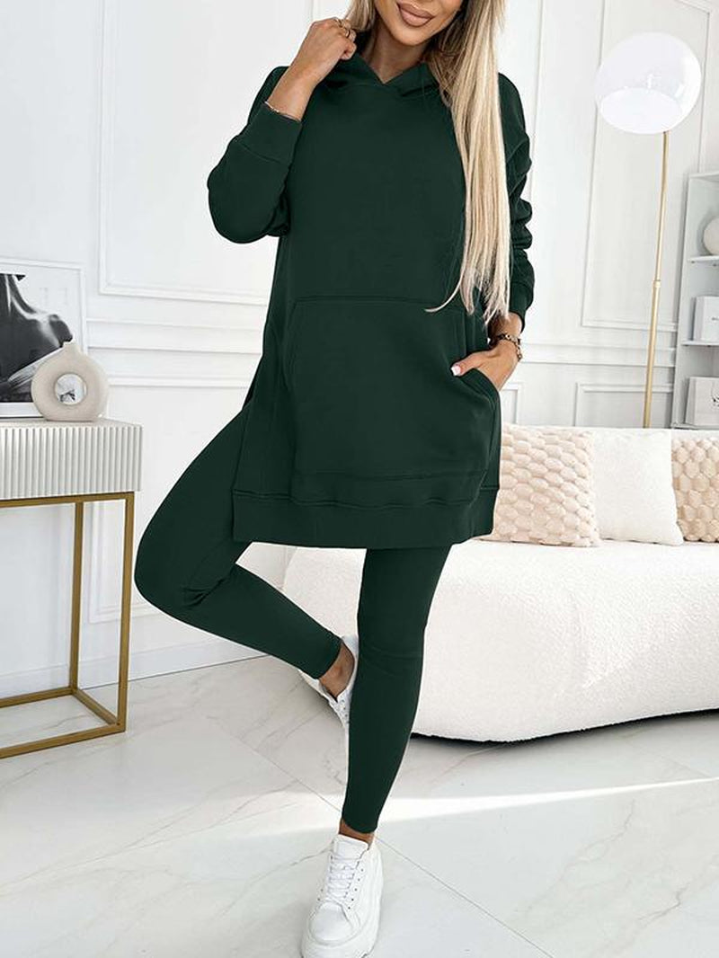 Sports Casual Hooded Sweater Thickened Underwear Leggings Two-Piece Suit