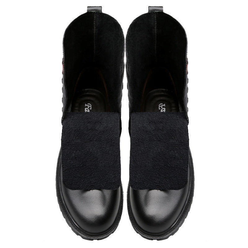 Men's Leather Winter Fleece-Lined British-Style Boots