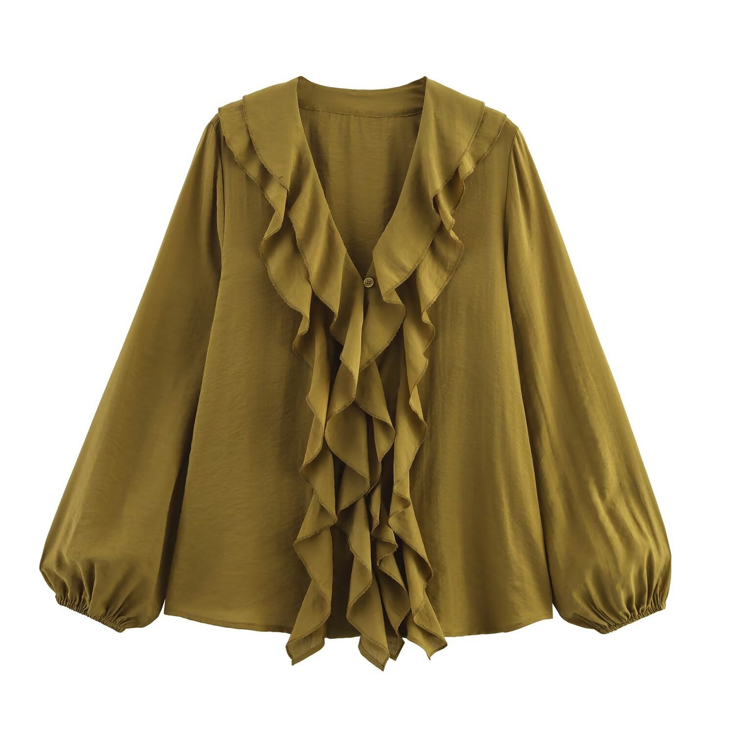 Summer Laminated Decoration Long Sleeve Shirt Top